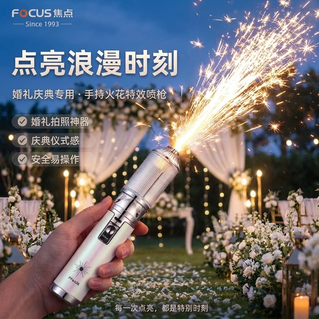 氛围棒手持冷焰喷花机充气喷枪户外烟花喷火棒浪漫婚庆拍照道具