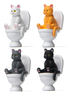新款 4款坐马桶如厕系列正坐姿厕所猫咪小猫微景观园艺创意造景公