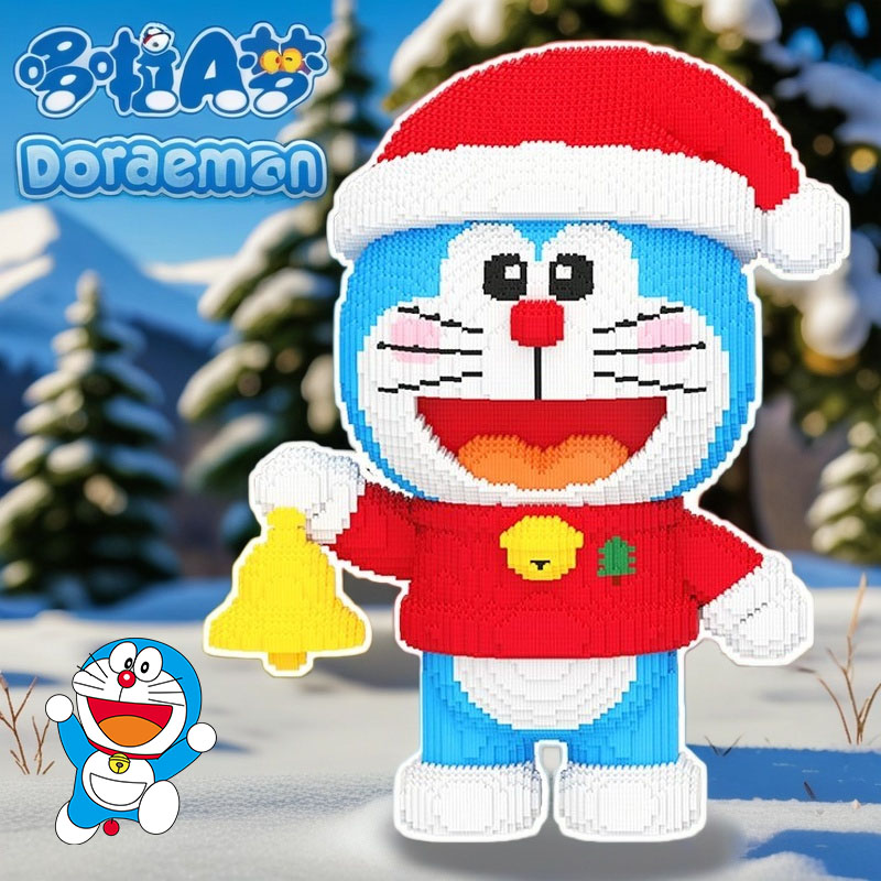 圣诞哆啦a梦积木2025新款摆件