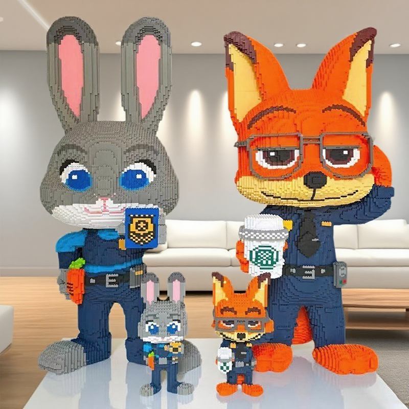 【热销2000+】兔子狐狸积木摆件