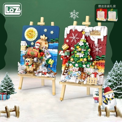 圣诞积木立体画雪橇车2025新款