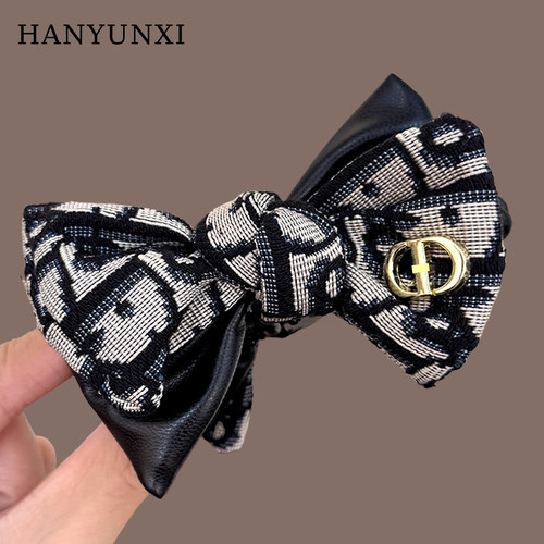 小香风蝴蝶结香蕉夹2025新款发夹高马尾竖夹后脑勺盘发马尾夹头饰