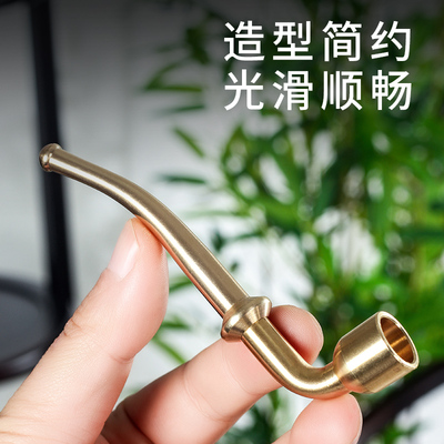 老式铜制烟丝粗烟两用型旱烟斗可清洗拉杆过滤可拆卸金属款小烟杆