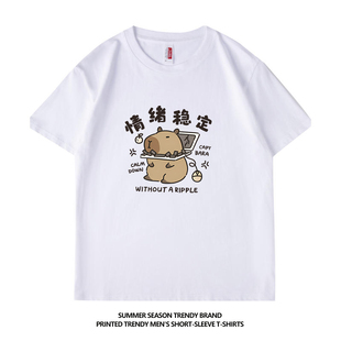 新款 t恤2025年夏季 趣味文字健身运动短袖 纯棉半袖 情绪稳定