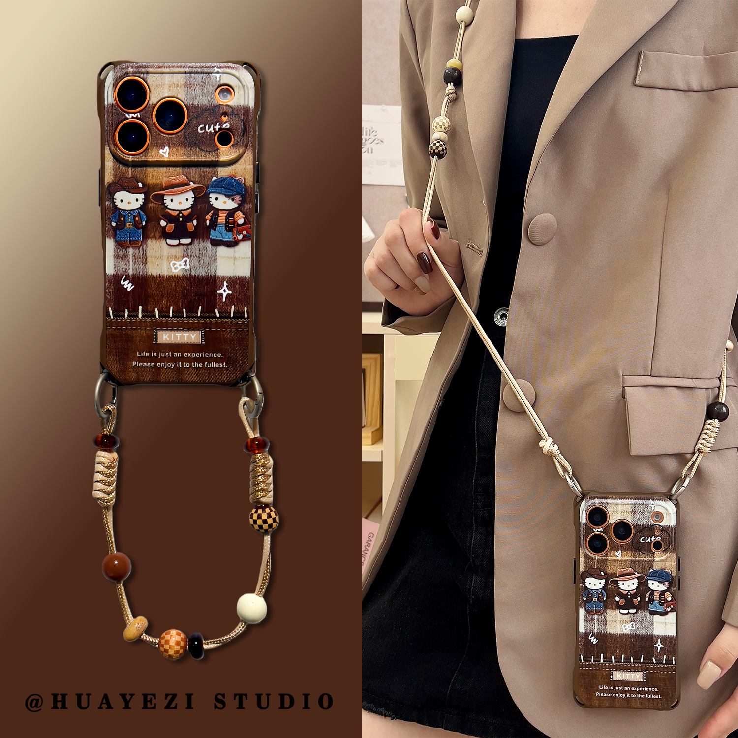 秋冬氛围感格纹猫咪苹果17手机壳