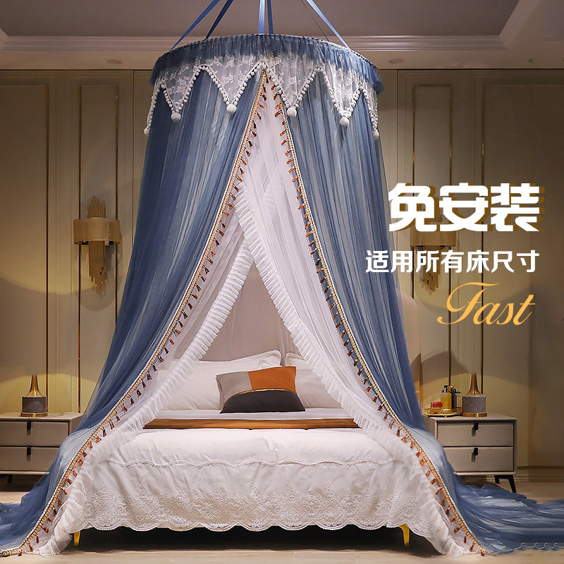 蚊帐吊挂圆顶式欧式宫廷风床幔家用卧室窗帘遮盖高级豪华吊顶式_虎窝淘