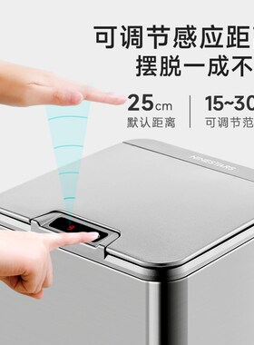 精选ninestars智能感应垃圾桶卧室客厅厕所防水自动带盖不锈钢垃