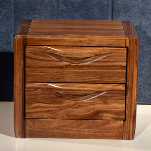 乌金木纯实木床头柜床边柜配套家具现代新中式简约储物柜阻尼自吸