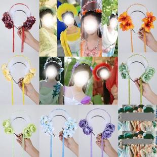 七仙女同款发箍超仙儿童绢花发箍长流苏仙女发箍森系仿真花花环