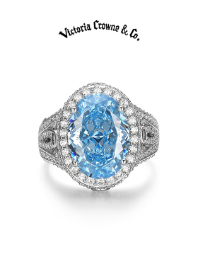 Victoria Crowne英伦王朝 大蛋面宝石戒指冰切花彩钻指环生日礼物