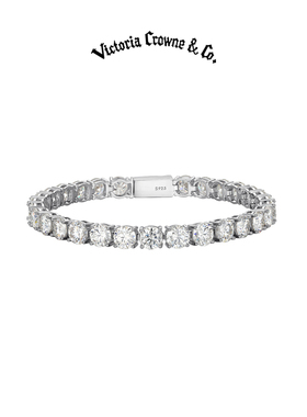 Victoria Crowne英伦王朝 莫桑白金手链满钻网球手链男生日礼物