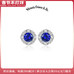Victoria Crowne英伦王朝 蓝宝石耳钉红宝石耳环纯银高级新年礼物