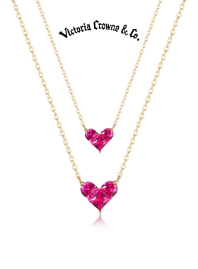 Victoria Crowne英伦王朝 挚爱爱心纯银项链简约锁骨链生日礼物