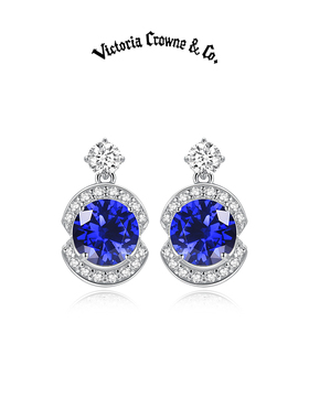Victoria Crowne英伦王朝 蓝宝石耳钉彩色宝石耳环轻奢生日礼物