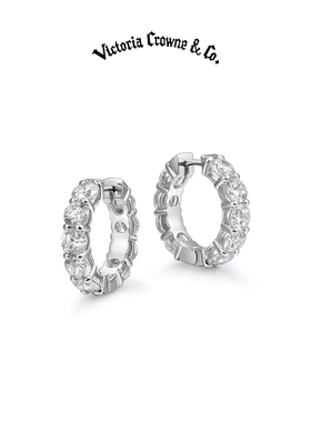 Victoria Crowne英伦王朝  40分大颗莫桑石满钻耳圈耳环生日礼物