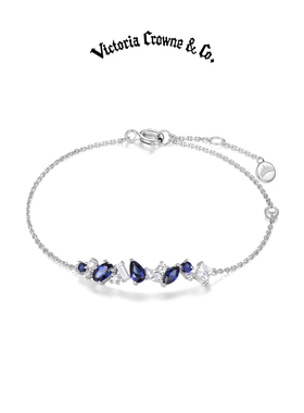 Victoria Crowne英伦王朝 蓝宝石纯银手链简约轻奢高级女生日礼物