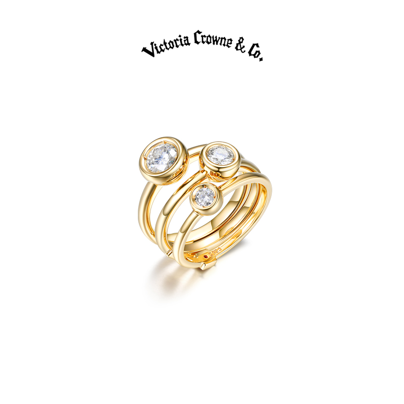 Victoria Crowne英伦王朝 S925银莫桑泡泡戒指开口可调节轻奢精致