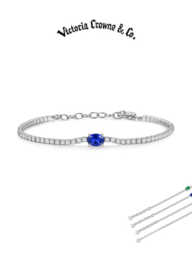 Victoria Crowne英伦王朝 蓝宝石满钻网球手链手链高级感生日礼物