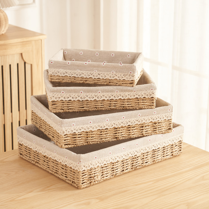 手工编织桌面遥控器收纳盒