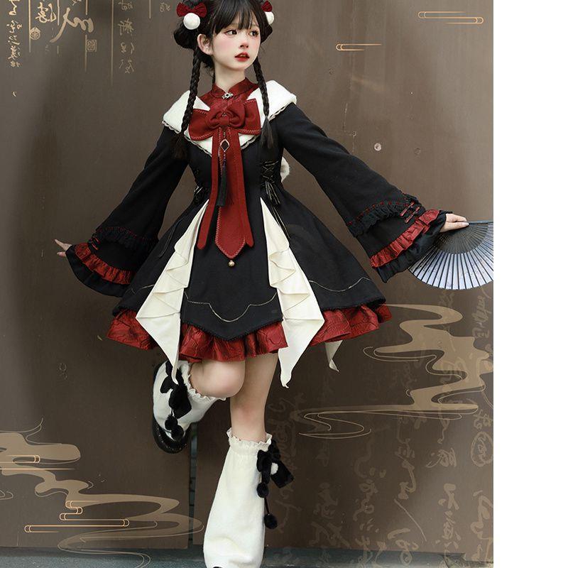 lolita洋装卯华中华风Lolita汉元素lo裙新中式连衣裙