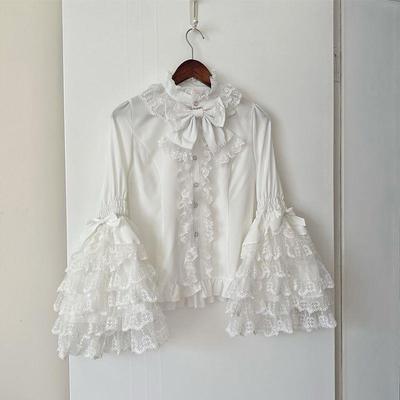 Lolita洋装甜美可爱蕾丝dolllolita姬袖衬衫长袖jsk内搭衬衫上衣