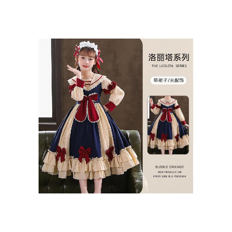女童洛丽塔公主裙小女孩迪士尼童装儿童春秋装洋气宝宝礼服连衣裙