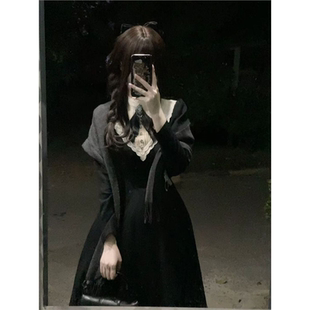 威廉小姐 夏季新款lolita哥特风修女暗黑优雅千金收腰显瘦连衣裙