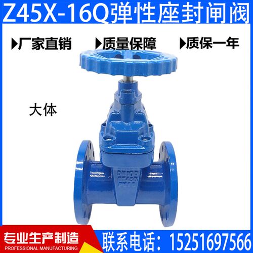 Z45X-16Q弹性座封闸阀弹性座封暗杆闸阀法兰软密封闸阀DN50 65 80