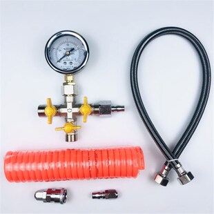 查漏水四通打压表压力表测漏水水管地暖暖气专用四通阀门试压表