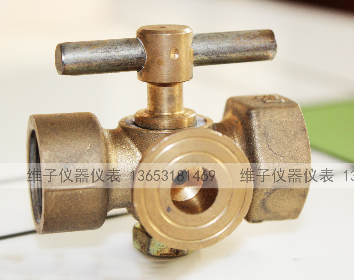 加厚铜旋塞阀 压力表三通阀门 二通表阀 三通旋塞 4分-M20x1.5