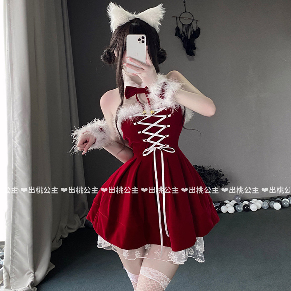性感圣诞连衣裙氛围感套