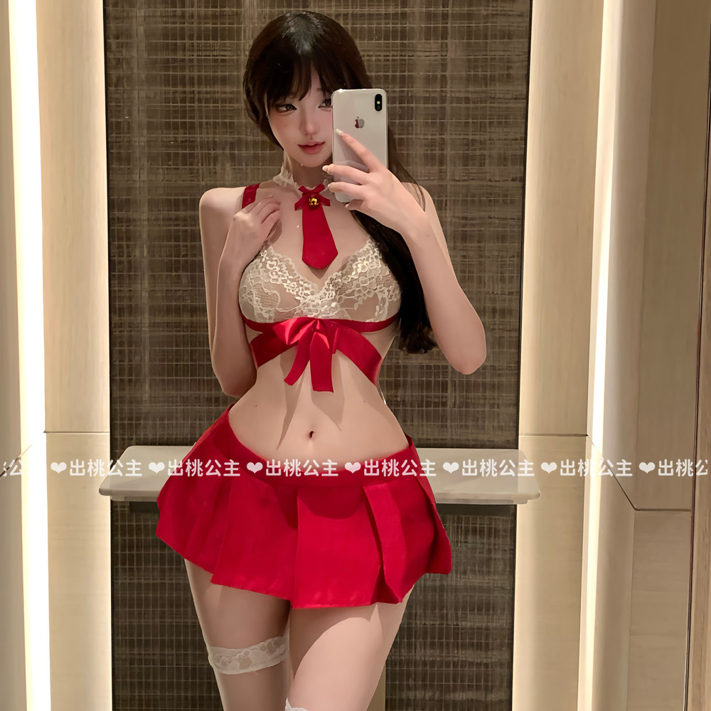 性感辣妹学院风制服蝴蝶结套装