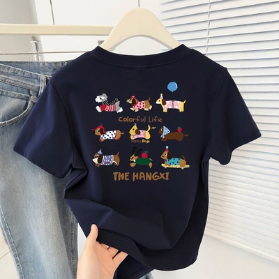 正肩可甜印花短袖t恤女2025新款夏季韩版修身短款小个子百搭上衣