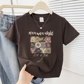 潮牌显瘦圆领半袖 2025夏季 t恤女ins时尚 正肩印花减龄短袖 上衣 新款