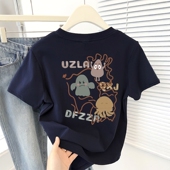 T恤女美式 卡通印花圆领正肩短袖 设计感小个子上衣潮 新款 2025夏季