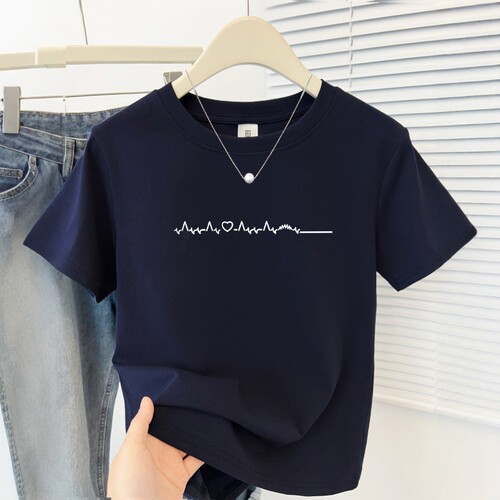 简约字母印花夏季2026新款正肩短袖T恤女胖MM大码遮肉百搭上衣ins