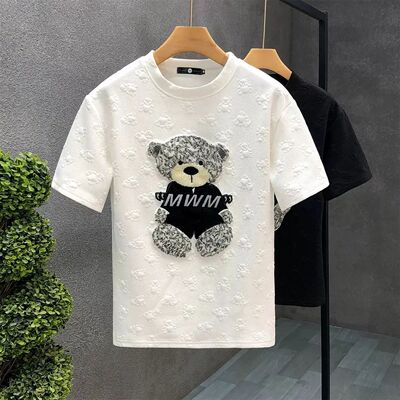 2025 summer bear embroidered short-sleeved t-shirt men's you