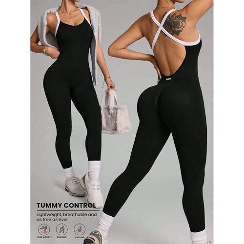 Cross shoulder strap pants jumpsuit yoga suit fitness suit t