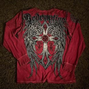 New Long sleeved Affliction T shirt Y2K Hip Hop Round Neck O