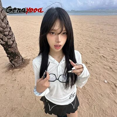Genayooa American Retro T-shirt Women Hooded Print Graphic T