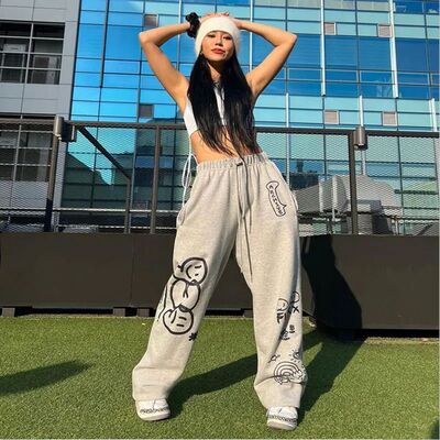Street Personality Letter Print Sweatpants Women Casual Tren