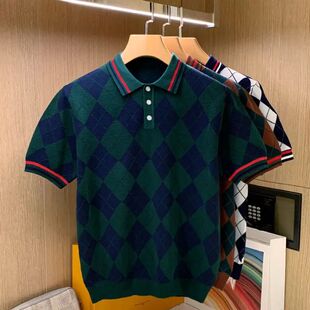 Polo Classic Luxury Knitted Sleeve Vintage Short Men Shirts