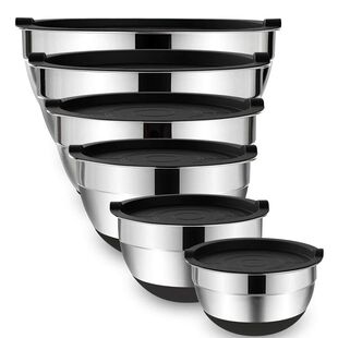 with Lids Bases Mixing Stainless Slip Bowls Non LMETJMA and