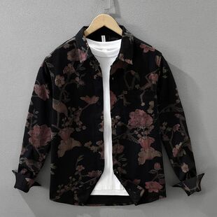 Shirt Loo New Cotton Men for Print Floral Casual Autumn 2025