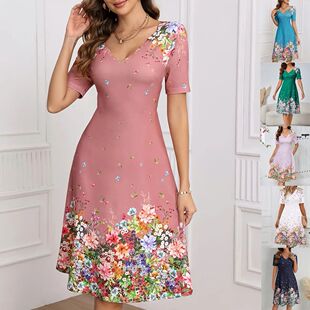 ort Printed Faion Women Waist Sve Ele Polyester High