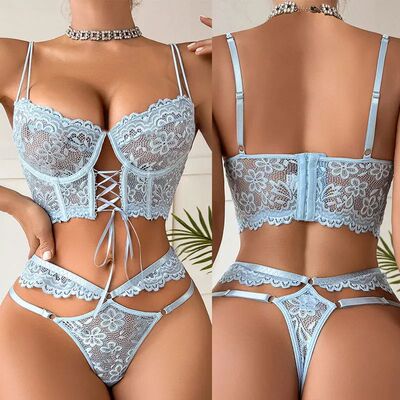 Sexy Large Size Lingerie Women Bra Set Girl Floral Lace Unde