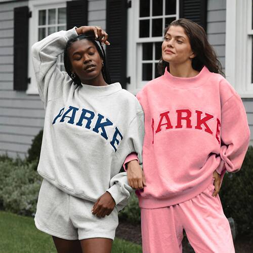 Women's Oversized Varsity Sweatshirt Mock Neck Long Sleeve C