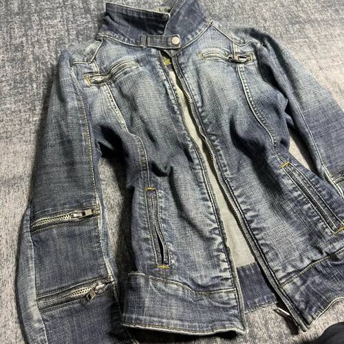 Y2K Vintage Blue Denim Jacket Women Harajuku Fashion  Short