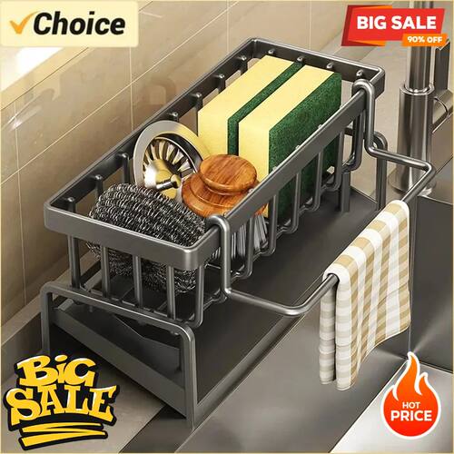 1Pc Multifunctional Plastic Kitchen Shelf Rag Storage Draina