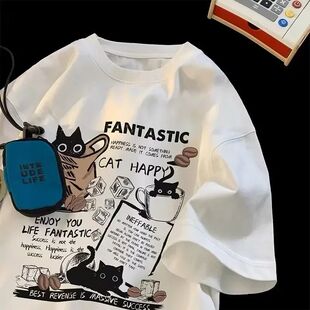 Print shirt New Style Fun Korean 2025 Summer Cartoon 8XL